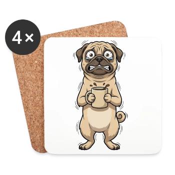 Pug Coffee Caffeine Dog Stressful Mom Monday - Coasters (set of 4) - white - Front