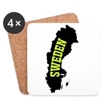 Schweden Neon Schriftzug - Untersetzer (4er-Set) - Weiß - Vorne