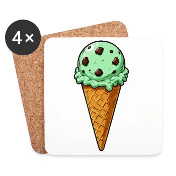 Minz Schoko Eis Kugel - Coasters (set of 4) - white - Front