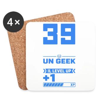39 Ans Humour Geek 39 Ans Anniversaire Gamer - Dessous de verre (lot de 4) - blanc - Devant
