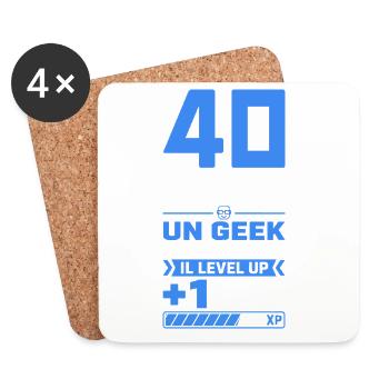 40 Ans Humour Geek 40 Ans Anniversaire Gamer - Dessous de verre (lot de 4) - blanc - Devant
