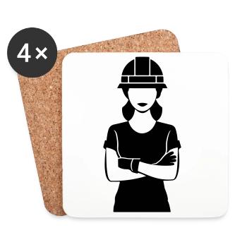 Construction Worker Woman - Coasters (set of 4) - white - Front