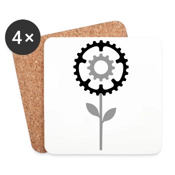 Fleur de plateau – Fleur de vélo - Dessous de verre (lot de 4) - blanc - Devant