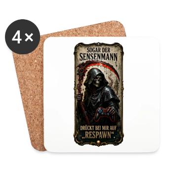 Sogar der Sensenmann drückt bei mir auf Respawn - Untersetzer (4er-Set) - Weiß - Vorne