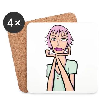 melancholic woman - Coasters (set of 4) - white - Front