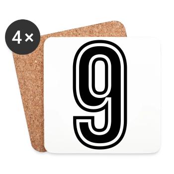 9 Symbole numérique - Dessous de verre (lot de 4) - blanc - Devant