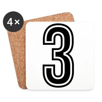 3 Number Symbol - Coasters (set of 4) - white - Front