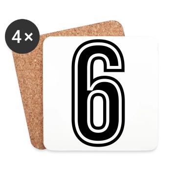 6 Number symbol - Coasters (set of 4) - white - Front