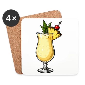 Flair cocktail Tiki à l’ananas - Dessous de verre (lot de 4) - blanc - Devant
