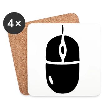 Souris Ordinateur Souris Souris Cadeau - Dessous de verre (lot de 4) - blanc - Devant