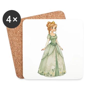 Elfenprinzessin im Smaragdgrünen Kleid - Untersetzer (4er-Set) - Weiß - Vorne