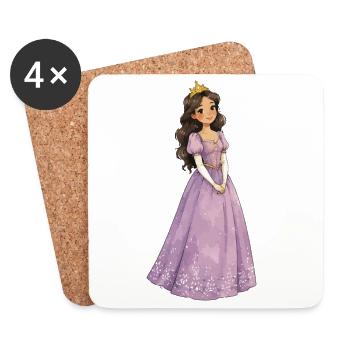 Lila Prinzessin mit Krone - Untersetzer (4er-Set) - Weiß - Vorne