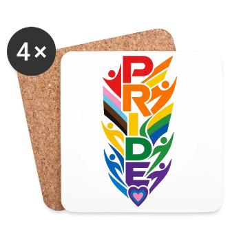 Pride Rainbow T-Shirt CSD Parade Diversity - Coasters (set of 4) - white - Front