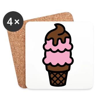 Eiswaffel Eiscreme Icon - Coasters (set of 4) - white - Front
