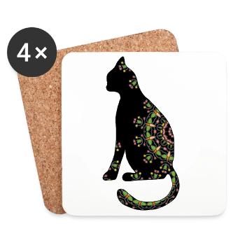 cat - Coasters (set of 4) - white - Front