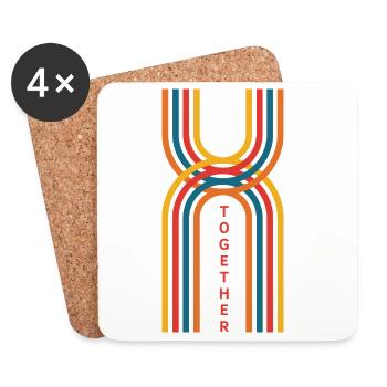 Together - Retro Rainbow Line - Coasters (set of 4) - white - Front