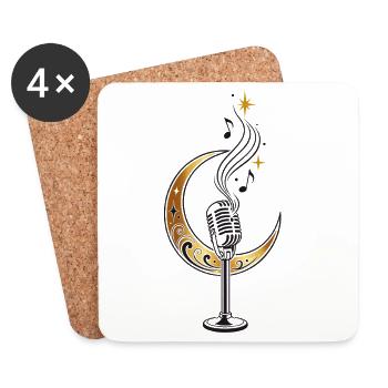 Vintage Crescent Moon Microphone – Music - Coasters (set of 4) - white - Front