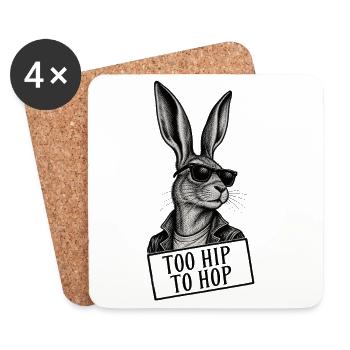 Too Hip to Hop – Cooler Hase mit Sonnenbrille - Untersetzer (4er-Set) - Weiß - Vorne
