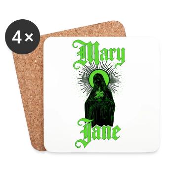 Mary Jane — Blackletter Stoner-Street-Rebellin - Untersetzer (4er-Set) - Weiß - Vorne