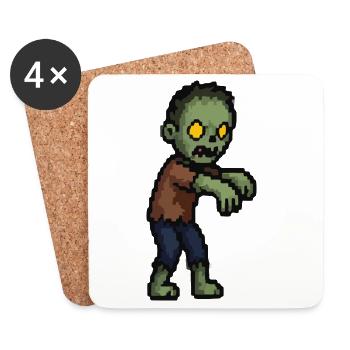 Pixelzombie mit Gelben Augen - Untersetzer (4er-Set) - Weiß - Vorne