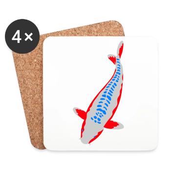 Koi - Nishikigoi - Dessous de verre (lot de 4) - blanc - Devant