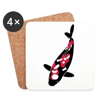 Koi - Nishikigoi - Dessous de verre (lot de 4) - blanc - Devant