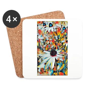 Flowers urban style - Coasters (set of 4) - white - Front
