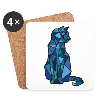 catty blue - Dessous de verre (lot de 4) - blanc - Devant