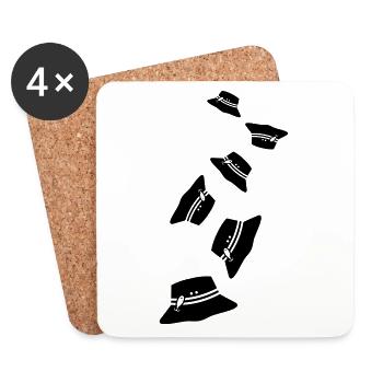 Icône chapeau de pêche Silhouette - Dessous de verre (lot de 4) - blanc - Devant