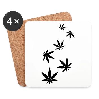 Hanf Blatt Icon - Untersetzer (4er-Set) - Weiß - Vorne