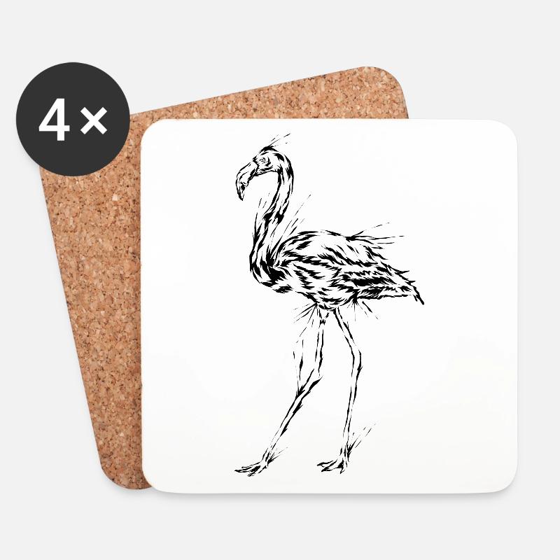 Flamingo - Untersetzer (4er-Set) - Weiß