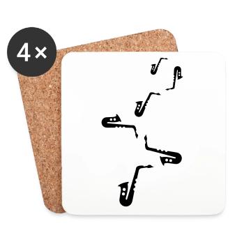 Symbole de la trompette - Dessous de verre (lot de 4) - blanc - Devant