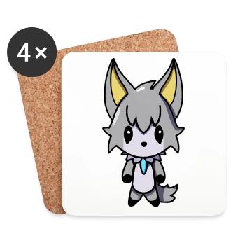 Kawaii Anime Vampire Wolf - Coasters (set of 4) - white - Front