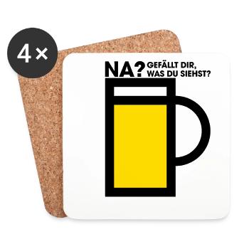 Masskrug mit witzigem Flirt Spruch für Bierfans - Untersetzer (4er-Set) - Weiß - Vorne