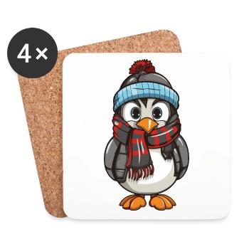 Pinguin Comic Winter - Untersetzer (4er-Set) - Weiß - Vorne