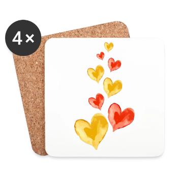 Coeurs Amour Symbole Saint Valentin - Dessous de verre (lot de 4) - blanc - Devant