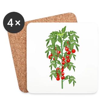 Tomate Garten Tomatenpflanze - Untersetzer (4er-Set) - Weiß - Vorne