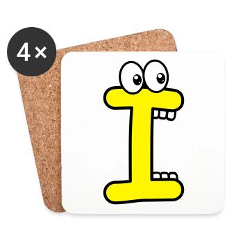 I - lettre I avec les yeux 👀 - Dessous de verre (lot de 4) - blanc - Devant