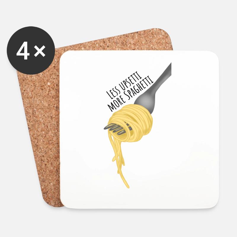 Less upsetti more Spaghetti - Untersetzer (4er-Set) - Weiß