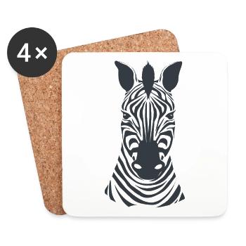 Cooles Zebra Halloween Geschenk Fasching Kostüm - Untersetzer (4er-Set) - Weiß - Vorne