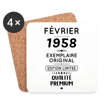 Anniversaire 65 ans - Février 1958 Original - Dessous de verre (lot de 4) - blanc - Devant