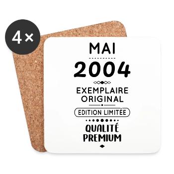 Anniversaire 20 ans - Mai 2004 Original - Dessous de verre (lot de 4) - blanc - Devant