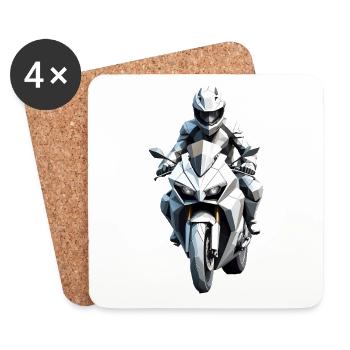 Biker Aufkleber - Motorrad Design - Untersetzer (4er-Set) - Weiß - Vorne