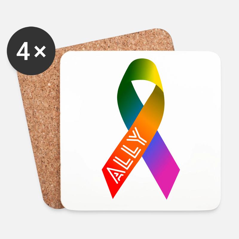 Queer Community Ally Schleife - Untersetzer (4er-Set) - Weiß