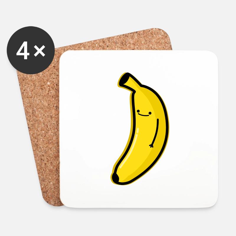 Banane - Untersetzer (4er-Set) - Weiß