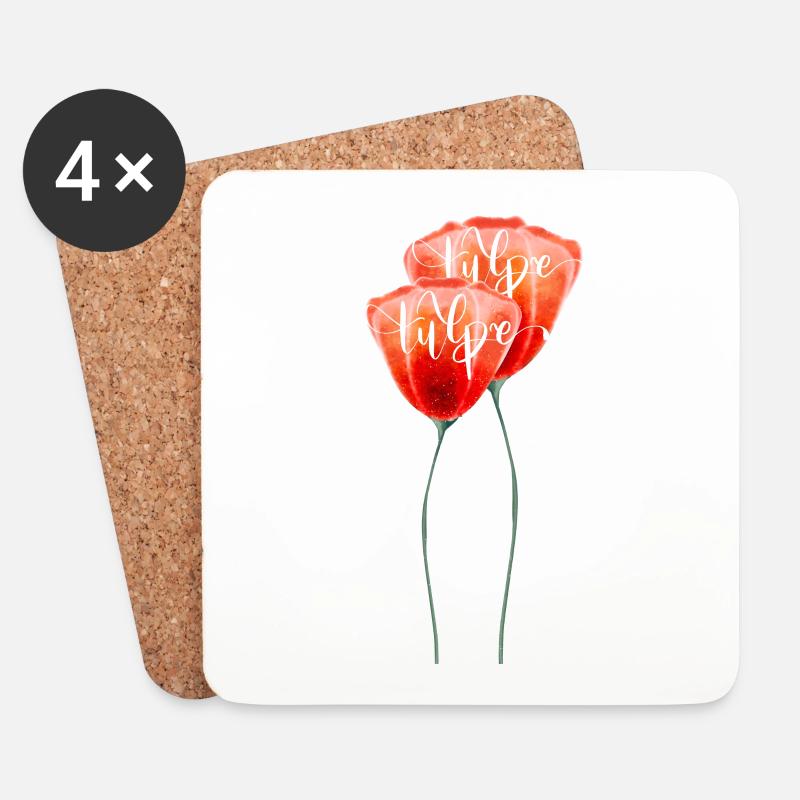 Tulpe - Untersetzer (4er-Set) - Weiß