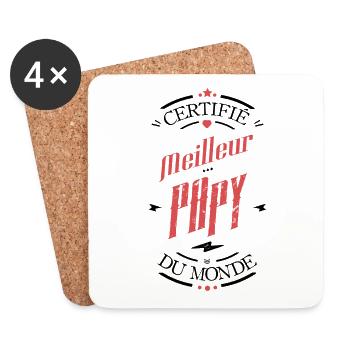 Certifie meilleur papy du monde - Dessous de verre (lot de 4) - blanc - Devant