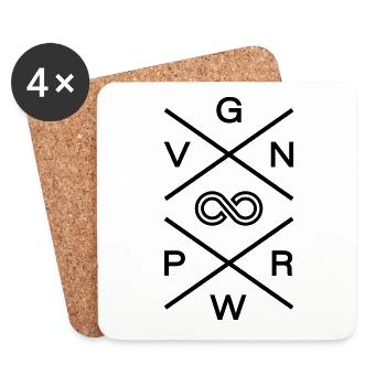 Veganer Power Vegan Fleischfrei Geschenk - Untersetzer (4er-Set) - Weiß - Vorne