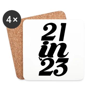 Cadeau 21e anniversaire 21 ans Hommes & Femmes - Dessous de verre (lot de 4) - blanc - Devant