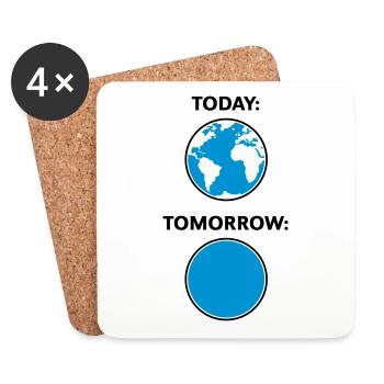 Today – Tomorrow / Globe (Climate Change / 3C) - Coasters (set of 4) - white - Front